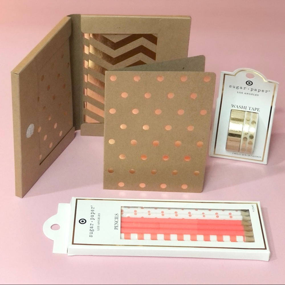 Curated stationery 8 blank notecard, washi, pencil